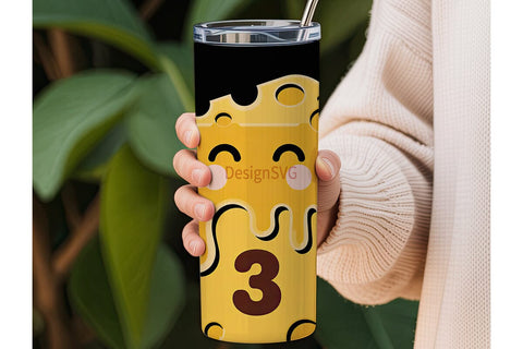 Kawaii Melting Cheese 20oz Tumbler Wrap Sublimation DesignSVG 