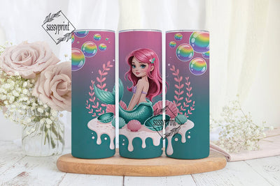 Kawaii Mermaid 20oz Tumbler Wrap Sublimation sassyprint 