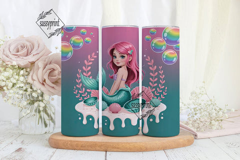 Kawaii Mermaid 20oz Tumbler Wrap Sublimation sassyprint 