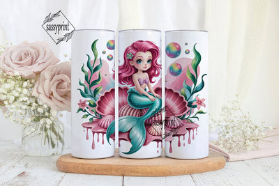 Kawaii Mermaid 20oz Tumbler Wrap Sublimation sassyprint 