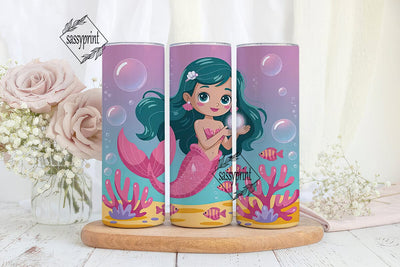 Kawaii Mermaid 20oz Tumbler Wrap Sublimation sassyprint 