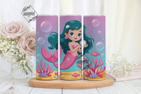 Kawaii Mermaid 20oz Tumbler Wrap Sublimation sassyprint 