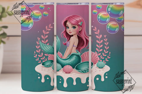 Kawaii Mermaid 20oz Tumbler Wrap Sublimation sassyprint 