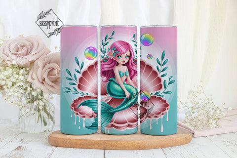 Kawaii Mermaid 20oz Tumbler Wrap Sublimation sassyprint 