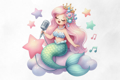 Kawaii Mermaid Clipart Bundle Sublimation SVGista 