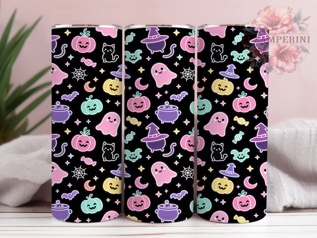 Kawaii Neon Halloween 20oz Tumbler, Neon Halloween, Kawaii Style, Cute Spooky, Sublimation Wrap, 20oz Tumbler, Playful Aesthetic, Retro Vibes Sublimation Li Zamperini 