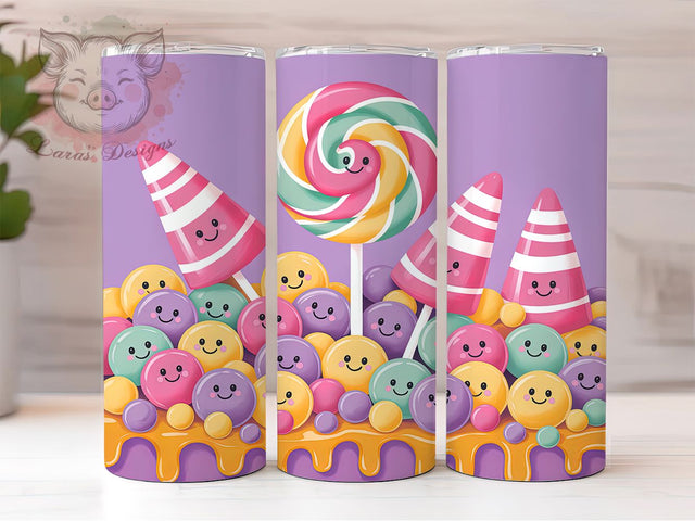 Kawaii Pastel Candy Halloween Tumbler, Pastel Halloween Cup, 20Oz Sublimation Wrap, Cute Spooky Drinkware, Pastel Candy Mug, Sweet Halloween Tumbler, Kawaii Halloween Design Sublimation Lara' s Designs 