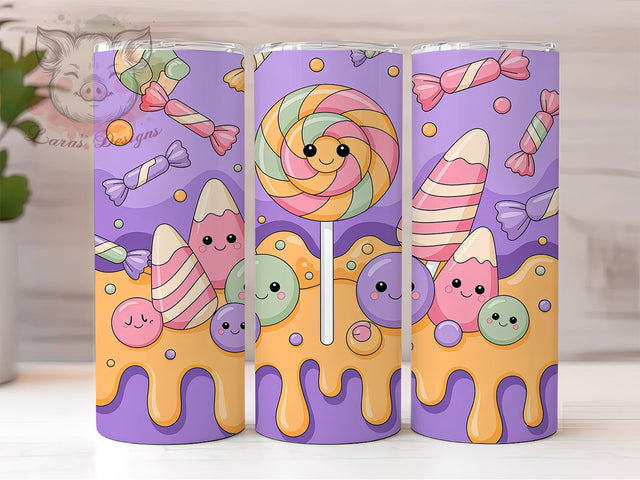 Kawaii Pastel Candy Halloween Tumbler, Pastel Halloween Cup, 20Oz Sublimation Wrap, Cute Spooky Drinkware, Pastel Candy Mug, Sweet Halloween Tumbler, Kawaii Halloween Design Sublimation Lara' s Designs 