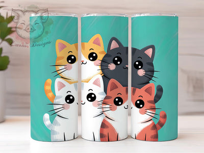 Kawaii Pastel Cute Kitty Cat Tumbler, Cute Cat Lover Wrap, 20Oz Skinny Tumbler, Cat Sublimation Design, Pastel Kitty Drinkware, Adorable Cat Tumbler, Anime Style Cat Wrap Sublimation Lara' s Designs 