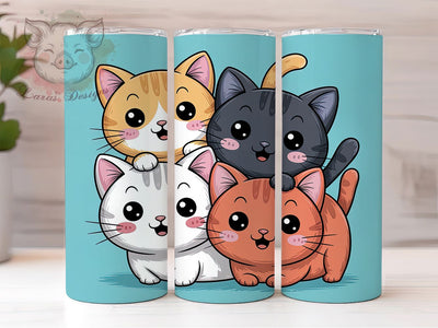 Kawaii Pastel Cute Kitty Cat Tumbler, Cute Cat Lover Wrap, 20Oz Skinny Tumbler, Cat Sublimation Design, Pastel Kitty Drinkware, Adorable Cat Tumbler, Anime Style Cat Wrap Sublimation Lara' s Designs 