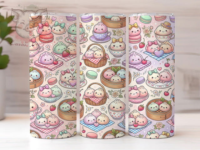 Kawaii Pastel Dumplings 20oz Tumbler, Kawaii Pastel Dumplings, 20oz Tumbler Wrap, Sublimation Design, Cute Dumpling PNG, Pastel Tumbler Wrap, Kawaii Food Tumbler Design, Digital Download Sublimation Lara' s Designs 