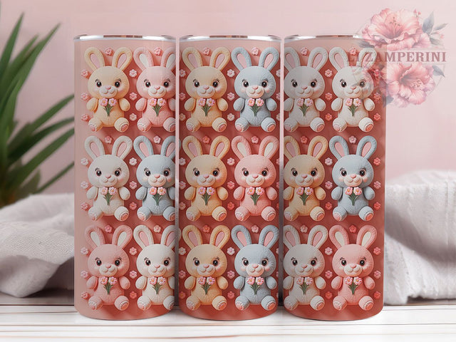 Kawaii Pastel Floral Bunny Tumbler, Kawaii Rabbit Tumbler, Cute Bunny Wrap, Whimsical Floral Bunny Wrap, Spring Rabbit Wrap, Sublimation Design, Trendy Gift Idea Sublimation Li Zamperini 