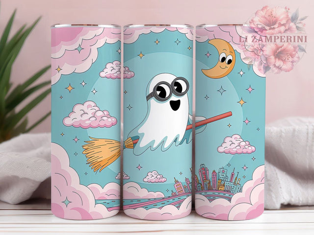 Kawaii Pastel Ghost Halloween Tumbler, Kawaii Halloween, 20Oz Tumbler, Sublimation Design, Retro Spooky, Cute Flying Spirit, Soft Goth Vibes Sublimation Li Zamperini 