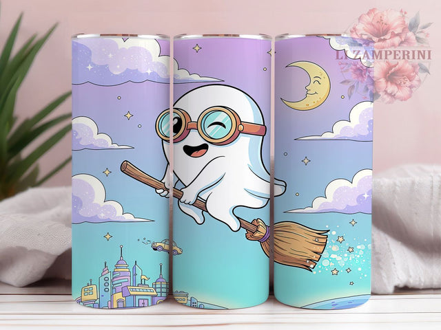 Kawaii Pastel Ghost Halloween Tumbler, Kawaii Halloween, 20Oz Tumbler, Sublimation Design, Retro Spooky, Cute Flying Spirit, Soft Goth Vibes Sublimation Li Zamperini 