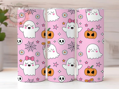 Kawaii Pastel Ghost Halloween Tumbler, Pink Halloween Cup, Pastel Spooky Wrap, 20Oz Sublimation Design, Cute Ghost Drinkware, Pastel Coffee Tumbler, Soft Halloween Mug Sublimation Lara' s Designs 