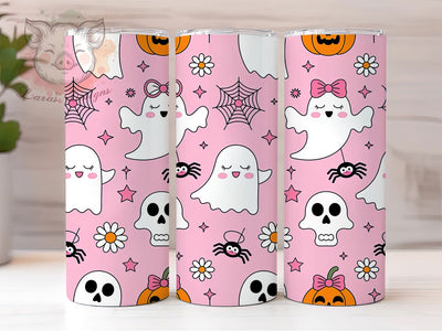 Kawaii Pastel Ghost Halloween Tumbler, Pink Halloween Cup, Pastel Spooky Wrap, 20Oz Sublimation Design, Cute Ghost Drinkware, Pastel Coffee Tumbler, Soft Halloween Mug Sublimation Lara' s Designs 