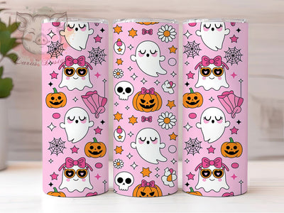 Kawaii Pastel Ghost Halloween Tumbler, Pink Halloween Cup, Pastel Spooky Wrap, 20Oz Sublimation Design, Cute Ghost Drinkware, Pastel Coffee Tumbler, Soft Halloween Mug Sublimation Lara' s Designs 