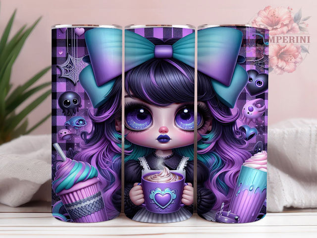 Kawaii Pastel Goth Halloween Tumbler, Pastel Goth Wrap, 20oz Sublimation, Cute Goth Cup, Spooky Kawaii Design, Pastel Halloween Drinkware, Gothic Tumbler Wrap Sublimation Li Zamperini 