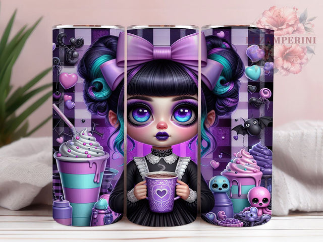 Kawaii Pastel Goth Halloween Tumbler, Pastel Goth Wrap, 20oz Sublimation, Cute Goth Cup, Spooky Kawaii Design, Pastel Halloween Drinkware, Gothic Tumbler Wrap Sublimation Li Zamperini 
