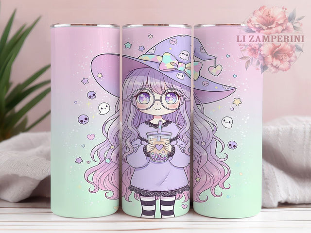 Kawaii Pastel Goth Witch Tumbler, Kawaii Witch, 20Oz Tumbler, Sublimation Design, Cute Halloween, Spooky Sweet, Magical Vibes Sublimation Li Zamperini 