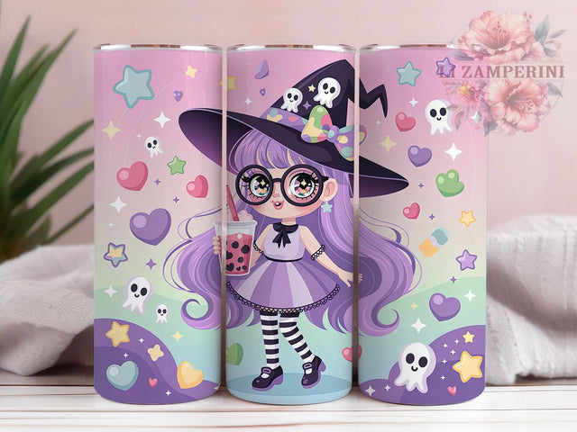 Kawaii Pastel Goth Witch Tumbler, Kawaii Witch, 20Oz Tumbler, Sublimation Design, Cute Halloween, Spooky Sweet, Magical Vibes Sublimation Li Zamperini 
