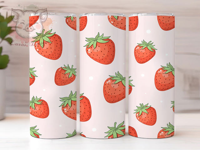 Kawaii Pastel Strawberry Pattern 20oz Tumbler, Kawaii Strawberry, Pastel Pattern, Cute Theme, Sublimation Wrap, 20oz Tumbler, Whimsical Aesthetic, Fruity Charm Sublimation Lara' s Designs 