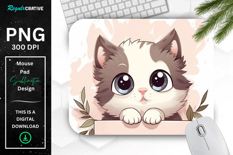 Kawaii Peeking Cat mouse pad Bundle Sublimation Regulrcrative 
