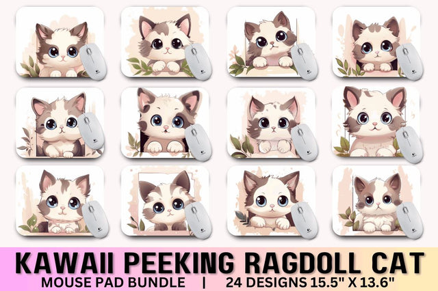 Kawaii Peeking Cat mouse pad Bundle Sublimation Regulrcrative 