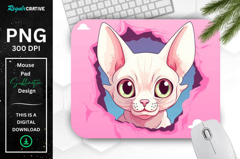 Kawaii Peeking Cat mouse pad Bundle Sublimation Regulrcrative 
