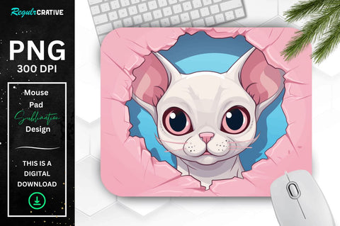 Kawaii Peeking Cat mouse pad Bundle Sublimation Regulrcrative 