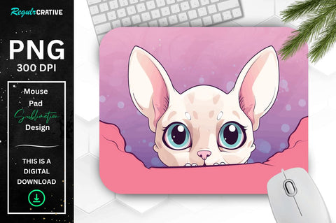 Kawaii Peeking Cat mouse pad Bundle Sublimation Regulrcrative 
