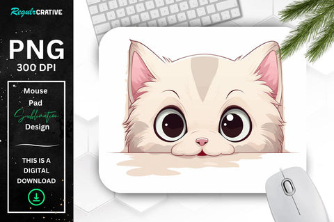Kawaii Peeking Cat mouse pad Bundle Sublimation Regulrcrative 