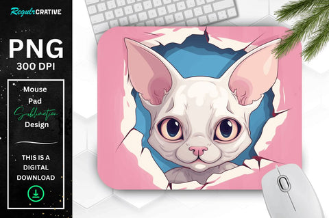 Kawaii Peeking Cat mouse pad Bundle Sublimation Regulrcrative 