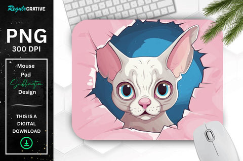 Kawaii Peeking Cat mouse pad Bundle Sublimation Regulrcrative 