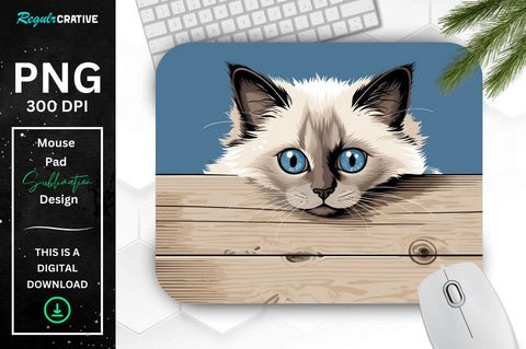 Kawaii Peeking Cat mouse pad Bundle Sublimation Regulrcrative 