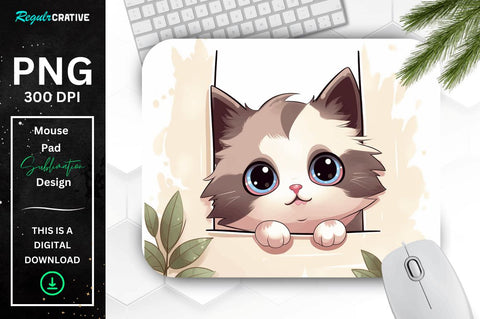 Kawaii Peeking Cat mouse pad Bundle Sublimation Regulrcrative 