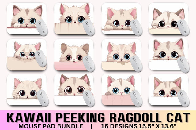 Kawaii Peeking Cat mouse pad Bundle Sublimation Regulrcrative 