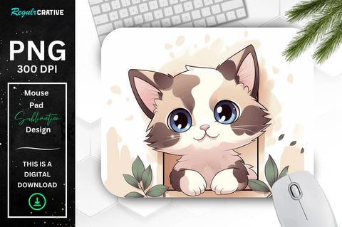 Kawaii Peeking Cat mouse pad Bundle Sublimation Regulrcrative 