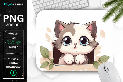 Kawaii Peeking Cat mouse pad Bundle Sublimation Regulrcrative 