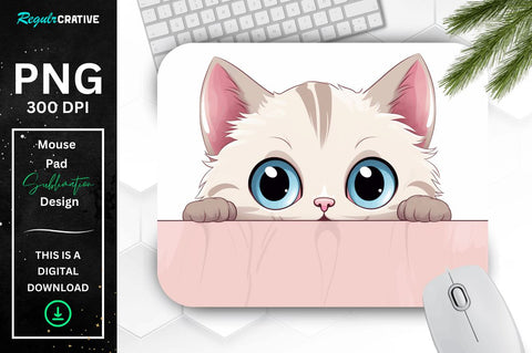 Kawaii Peeking Cat mouse pad Bundle Sublimation Regulrcrative 