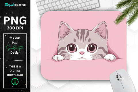 Kawaii Peeking Cat mouse pad Bundle Sublimation Regulrcrative 
