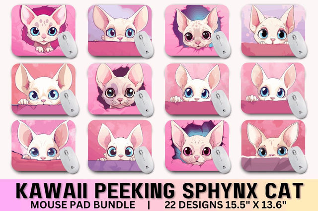 Kawaii Peeking Cat mouse pad Bundle Sublimation Regulrcrative 