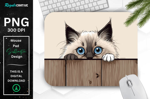 Kawaii Peeking Cat mouse pad Bundle Sublimation Regulrcrative 