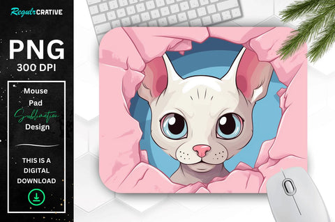 Kawaii Peeking Cat mouse pad Bundle Sublimation Regulrcrative 