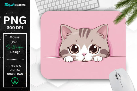 Kawaii Peeking Cat mouse pad Bundle Sublimation Regulrcrative 