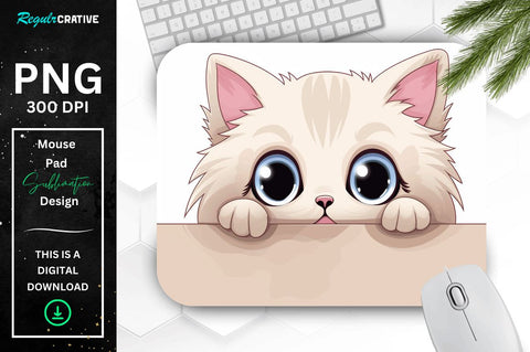 Kawaii Peeking Cat mouse pad Bundle Sublimation Regulrcrative 