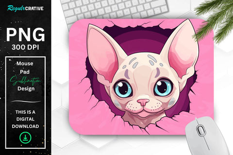 Kawaii Peeking Cat mouse pad Bundle Sublimation Regulrcrative 