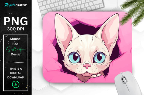 Kawaii Peeking Cat mouse pad Bundle Sublimation Regulrcrative 