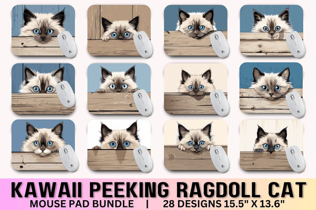 Kawaii Peeking Cat mouse pad Bundle Sublimation Regulrcrative 