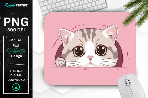 Kawaii Peeking Cat mouse pad Bundle Sublimation Regulrcrative 